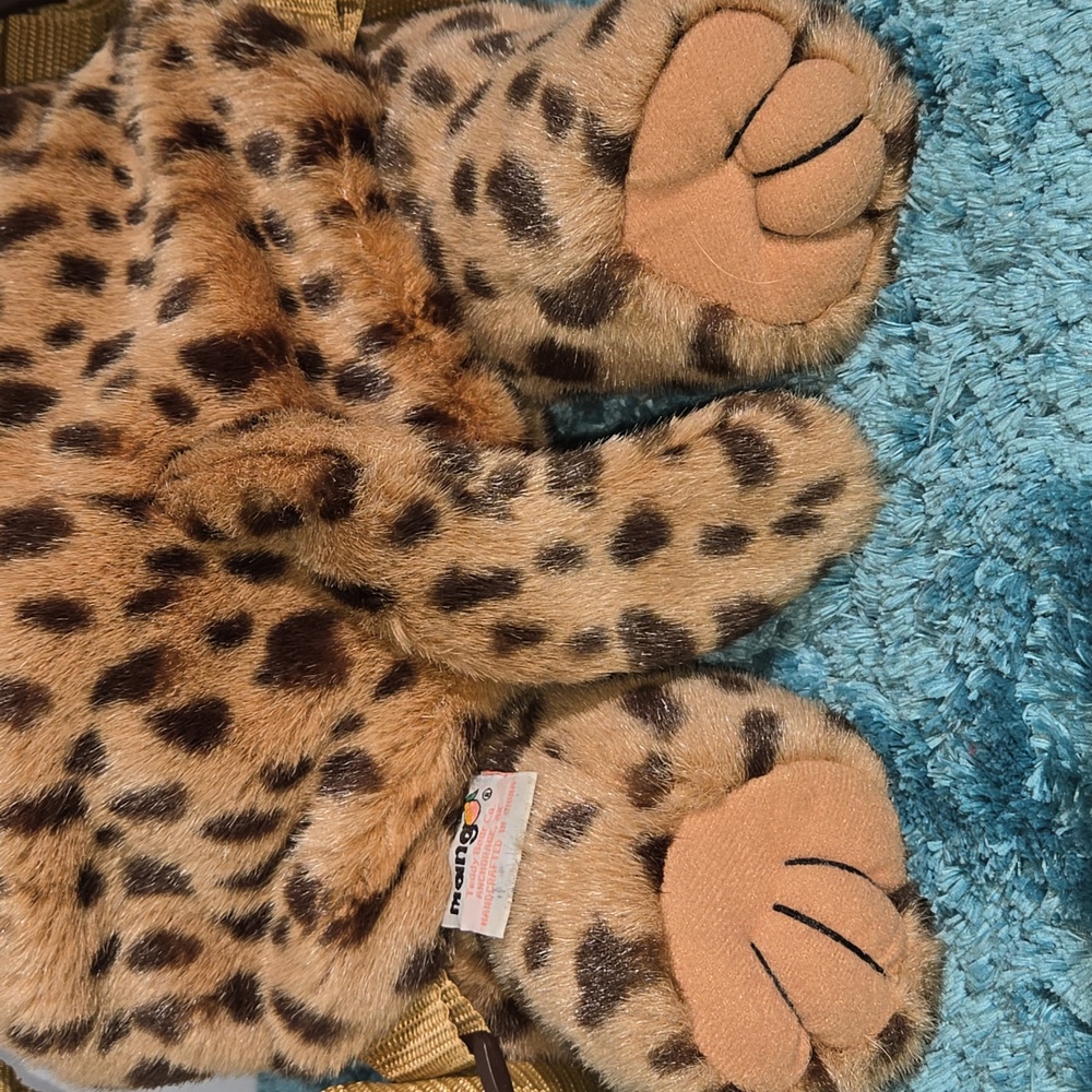 Mango Brown Leopard Stuffed Animal backpack purse - Picture 4 of 8